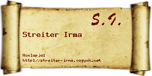 Streiter Irma névjegykártya