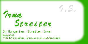 irma streiter business card